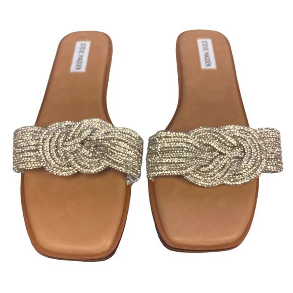 Steve Madden Women's Adore Rhinestone Knot Front Slide Sandal - Silver - Picture 1 of 3